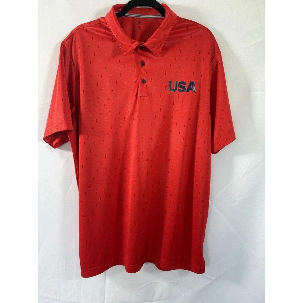 Adidas polo shirt size xl team u.s.a. golf polyester 1/4 button